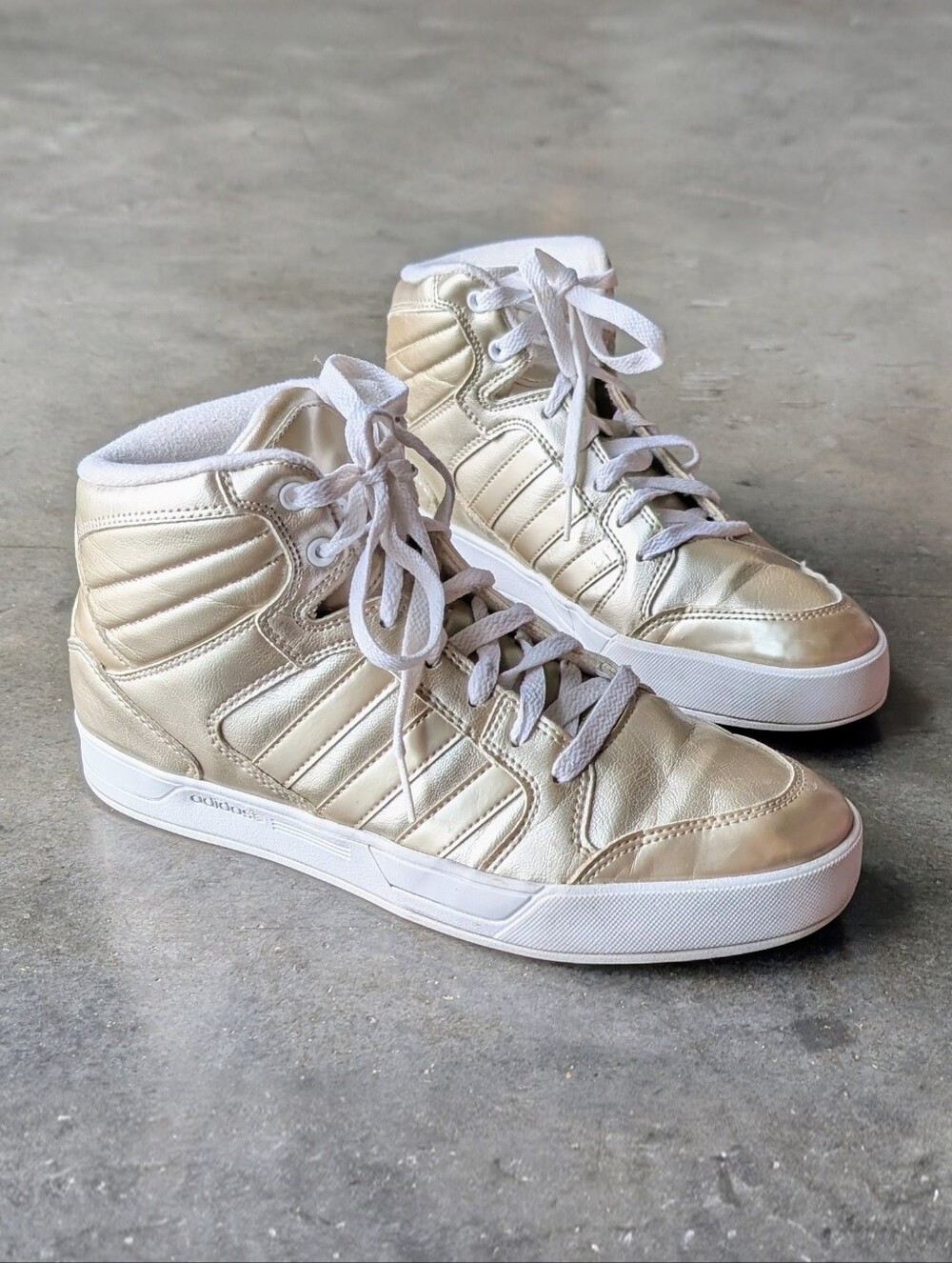 Adidas Neo Raleigh Mid Cyber Metallic Gold High Top Sneakers women's size 9